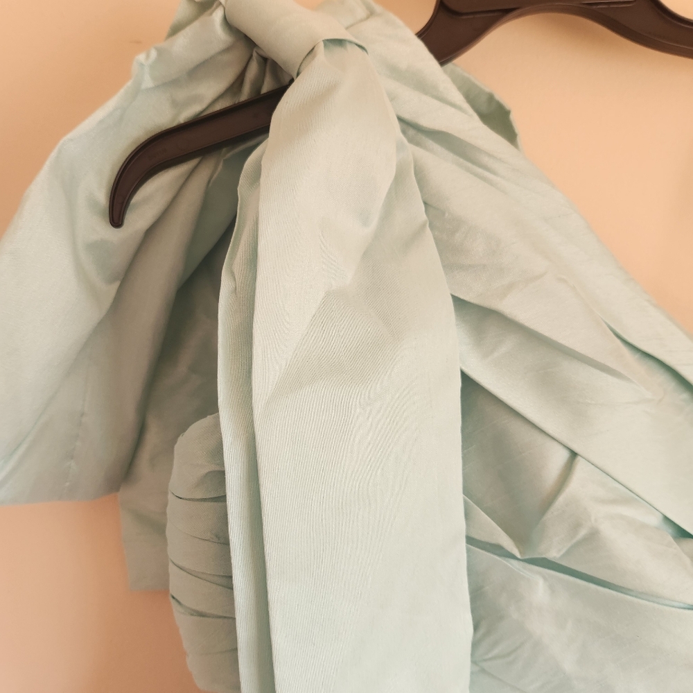 NWT! Helen O'Connor Anthropologie Mint Green Light Blue Crest Dress Siz… - Picture 6 of 8